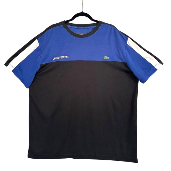 Lacoste Sport‎ Ultra Dry Colorblock Crew Neck Shirt Blue Black White 2XLB